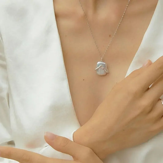 Unique Square Baroque Pearl Couple Pendant Necklace Valentines Day Lover Gift Party Jewelry TSPREHFP